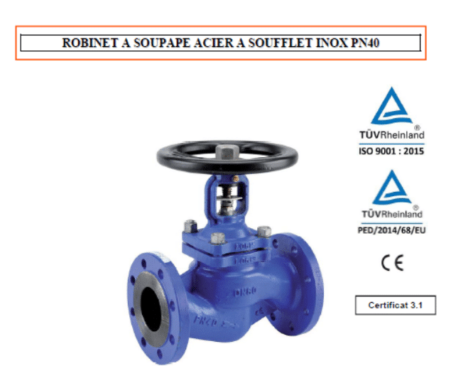 ROBINET A SOUPAPE INOX